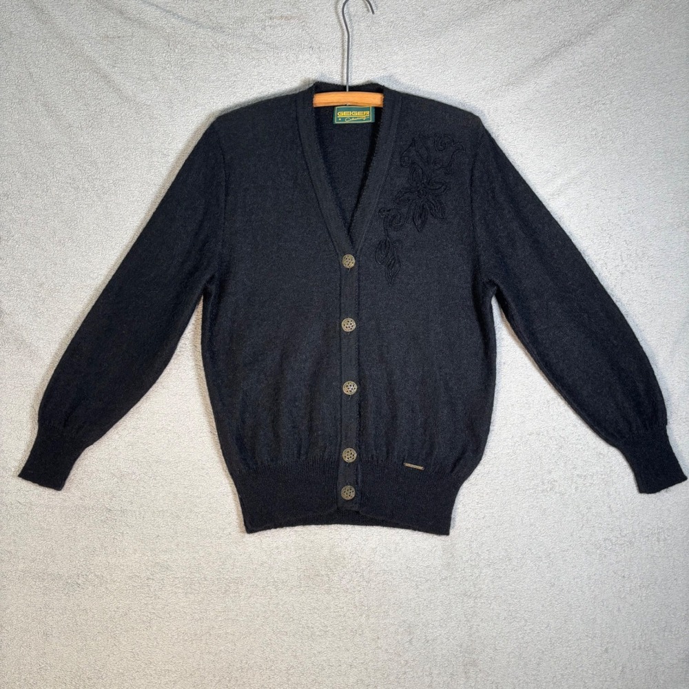 Vintage Geiger‎ Collections Cardigan Women's EU 38 Charcoal Grey Sweater Wool